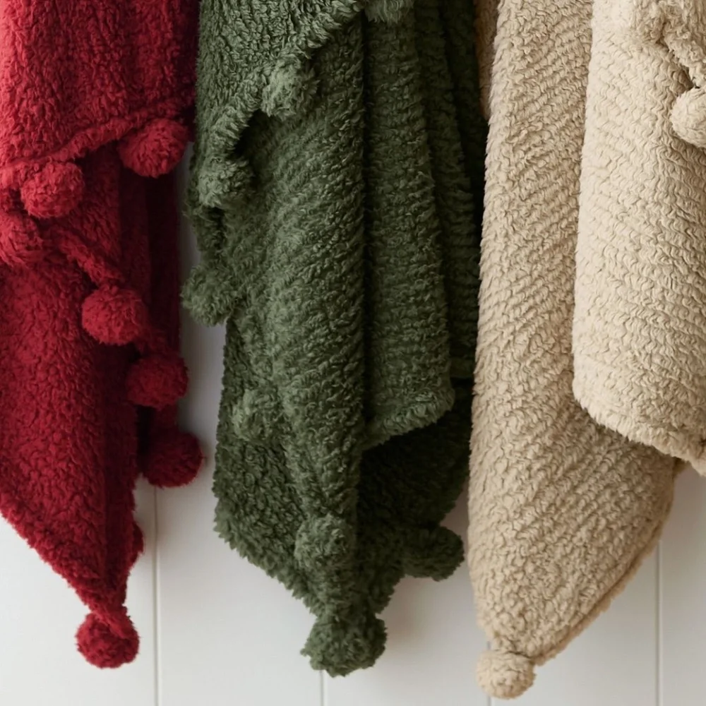 Pottery Barn Cozy Pom Pom Throw